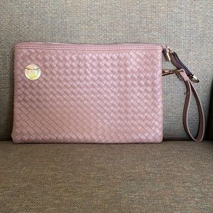 Pink faux leather clutch/wristlet/crossbody